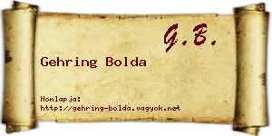 Gehring Bolda névjegykártya
